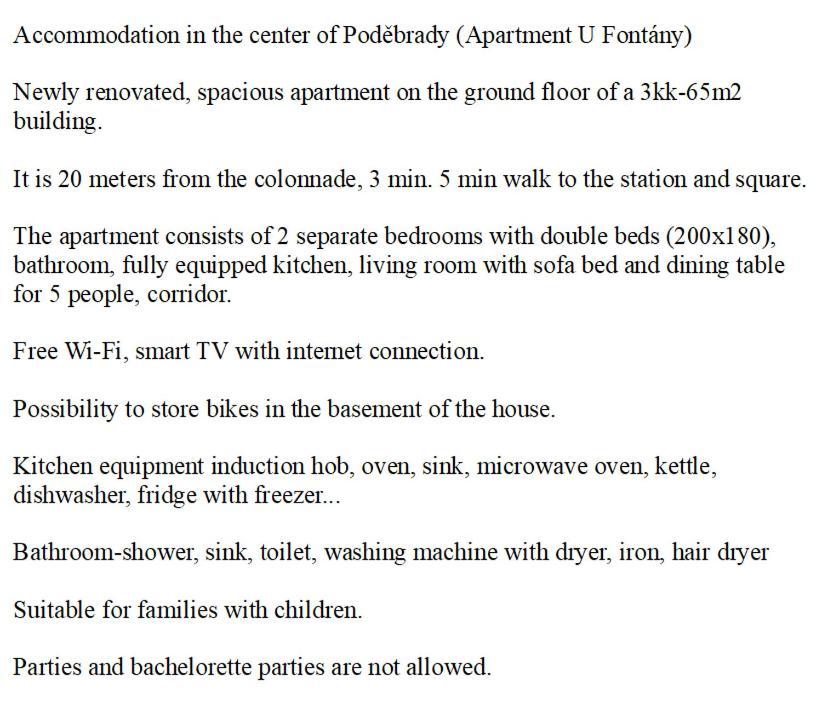 Apartman U Fontany 포데브라디 외부 사진
